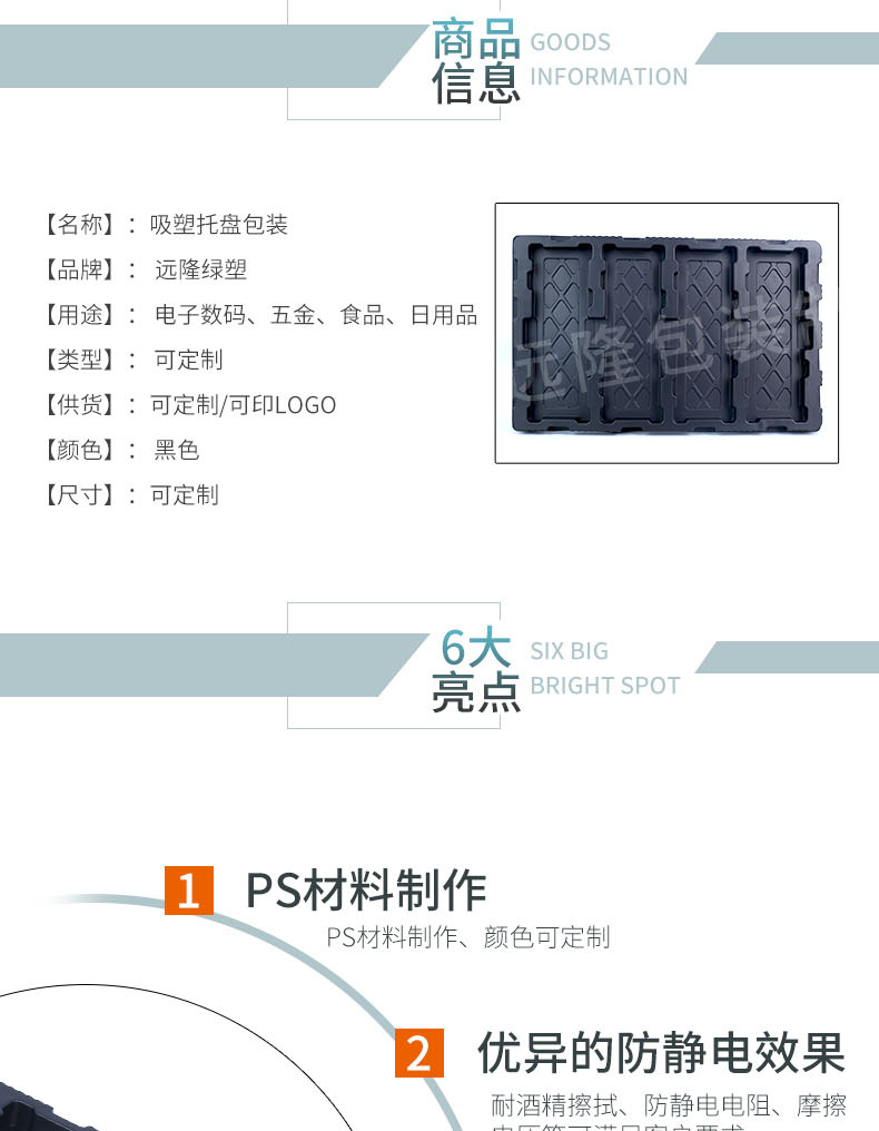 ps防靜電吸塑托(tuō)盤包裝産品
